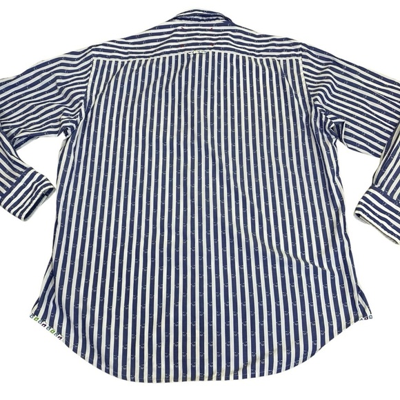 Robert Graham Men's Freshly Laundered Shirt Blue & White Striped Patchwork Sz L - Picture 11 of 16